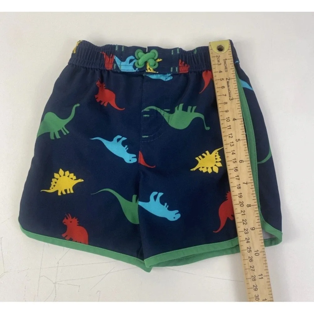 Wonder Nation Swim Trunks Kids 12M Blue Dinosaur Print Elastic Waist Spandex